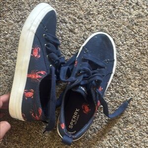 Sperry Dark Blue Sneakers with Red Lobster Design